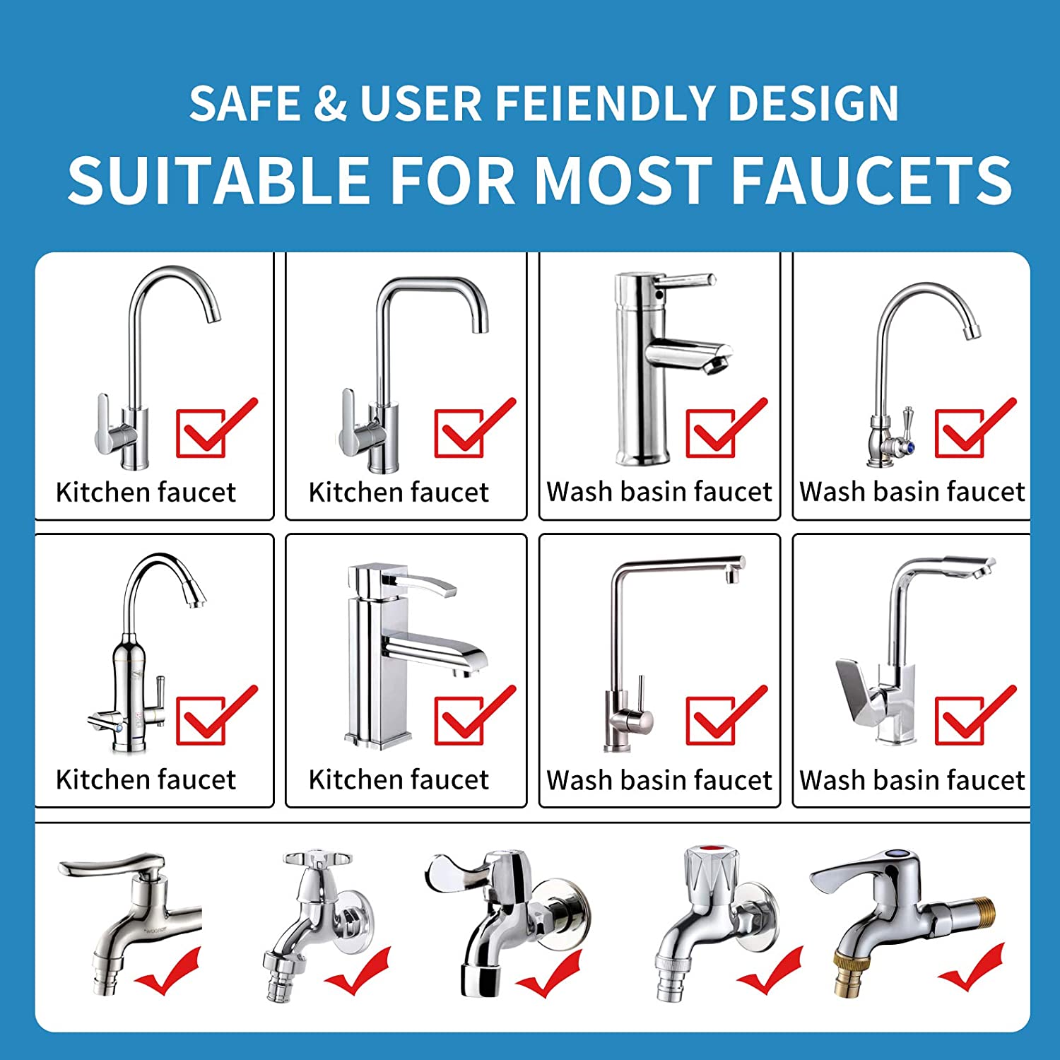 720 Degrees Universal Splash Filter Faucet Spray Head Anti Splash Filter Faucet Movable Kitchen Tap Water Saving Nozzle Sprayer