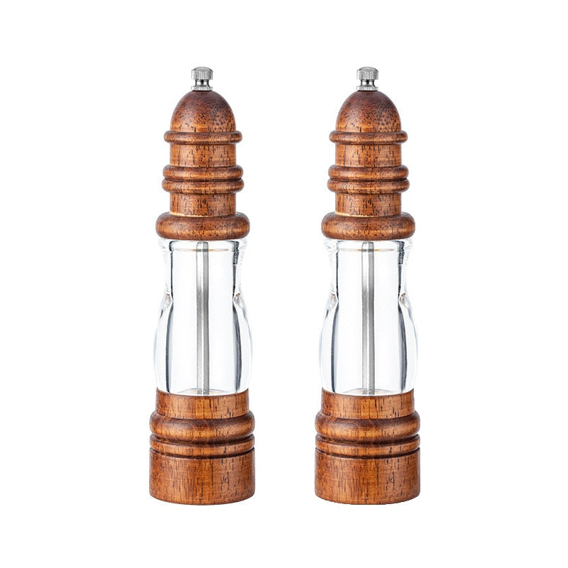 8inch Classical Manual Oak Wood Salt and Pepper Grinder Spice Grinder Handheld Pepper Mills for Home Household Kitchen Tools