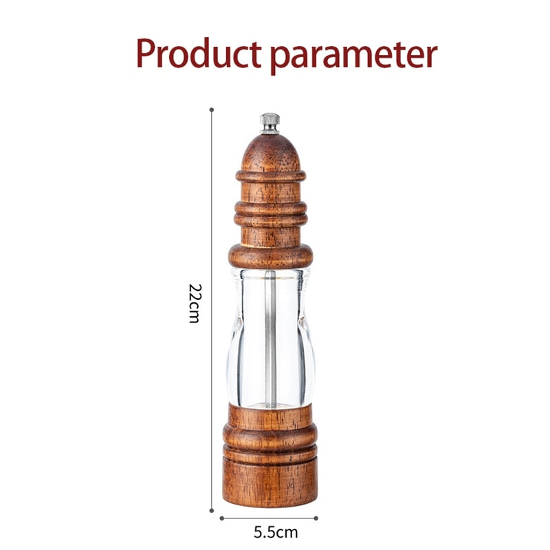 8inch Classical Manual Oak Wood Salt and Pepper Grinder Spice Grinder Handheld Pepper Mills for Home Household Kitchen Tools