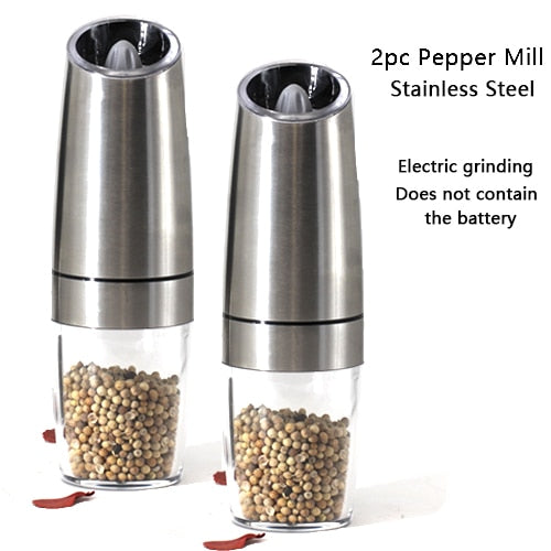 Electric Automatic Mill Pepper and Salt Grinder LED Light Peper Spice Grain Mills Porcelain Grinding Core Mill Kitchen Tools