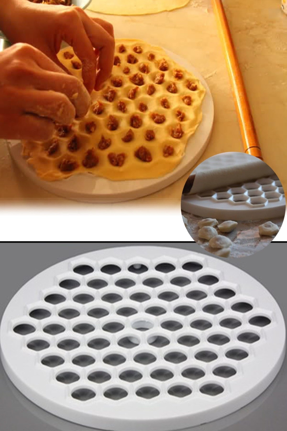 Ravioli Maker Making Pastry Dough Press Manti Mould Pelmeni Pasta Mantı Mold Dumpling Kitchen Tools Cuisine DIY Wrapper 200 Hole